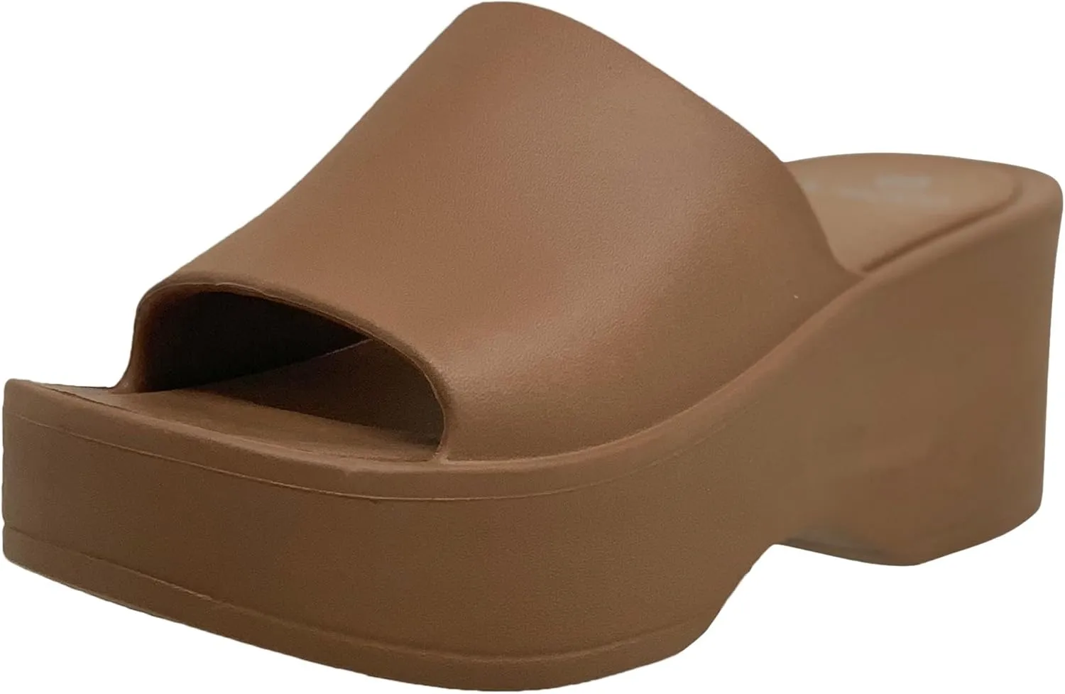 SOBEYO Women's One Band Slide Wedge Platform Sandals Slip-On Flip Flops EVA Soft Light-Weight Sole