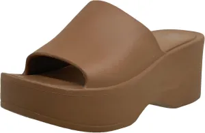 SOBEYO Women's One Band Slide Wedge Platform Sandals Slip-On Flip Flops EVA Soft Light-Weight Sole
