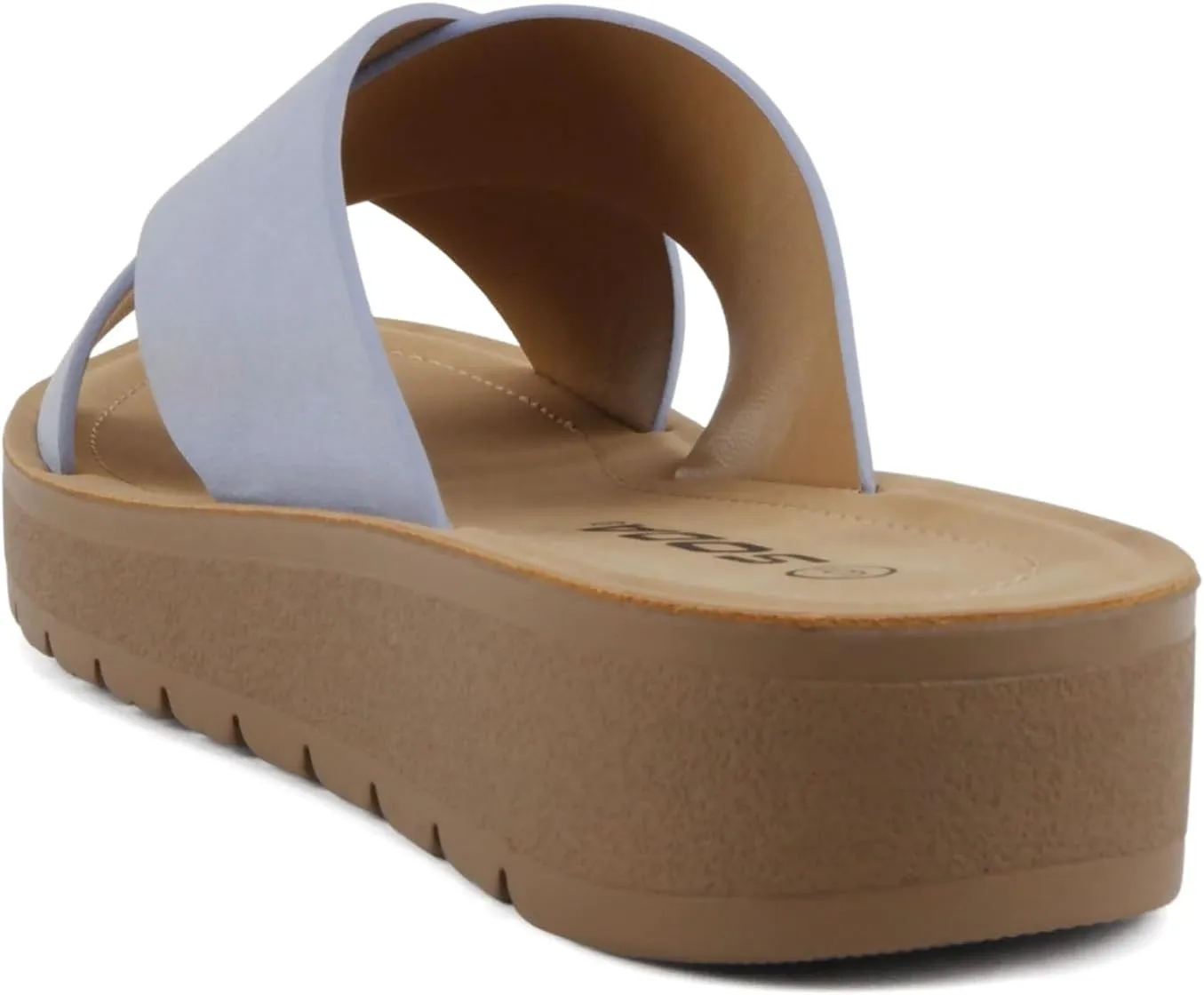 Soda LUCY ~ Women Open Toe Flatform Platform Crisscross Band Upper Fashion Slide Sandals