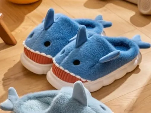 Soft Shark Plush Slippers House Slippers Indoor Outdoor Closed Back Slipper for Women and Men