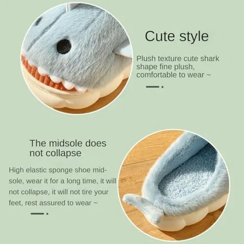 Soft Shark Plush Slippers House Slippers Indoor Outdoor Closed Back Slipper for Women and Men