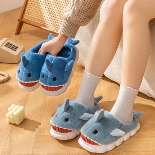 Soft Shark Plush Slippers House Slippers Indoor Outdoor Closed Back Slipper for Women and Men