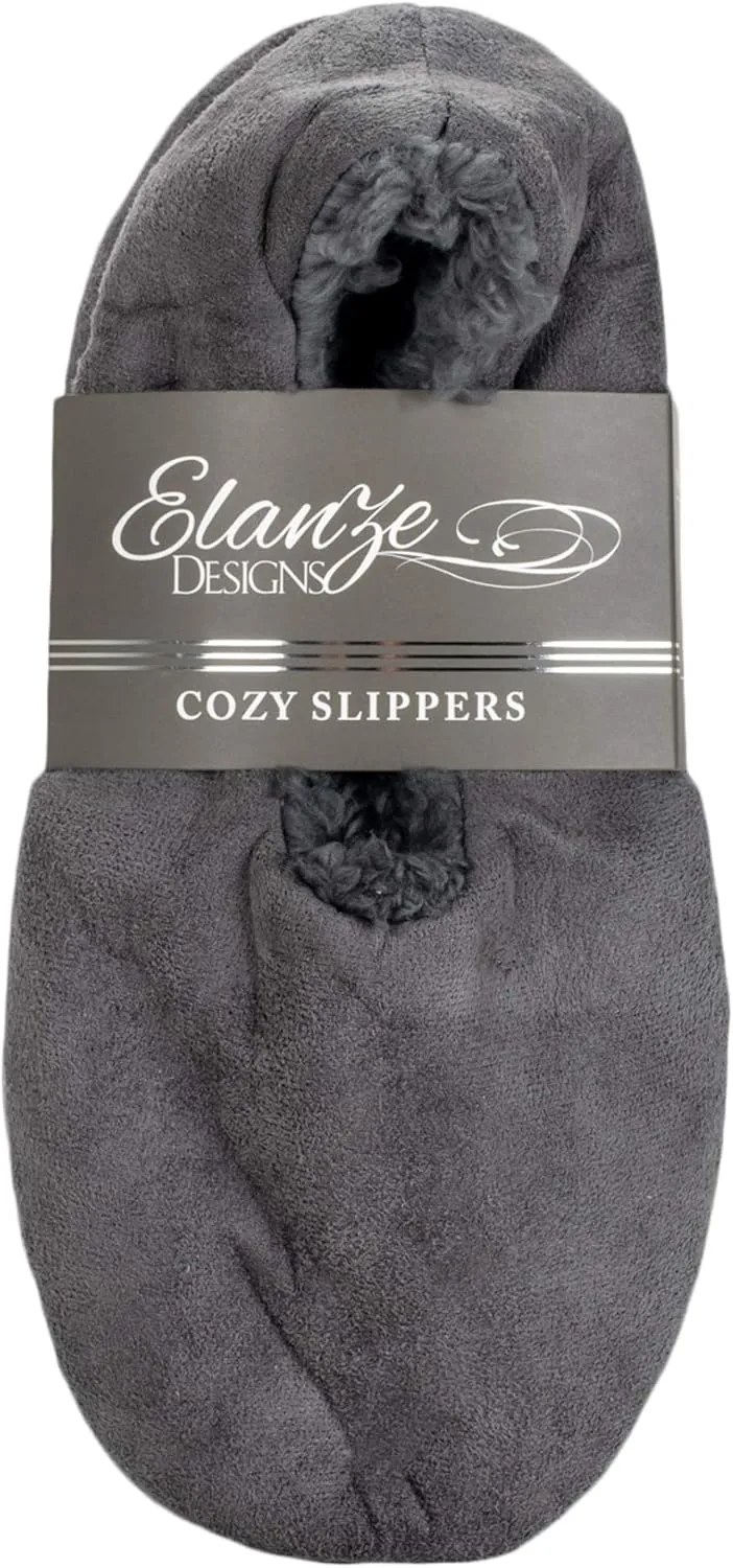 Solid Tone Mens Plush Lined Cozy Non Slip Indoor Soft Slipper