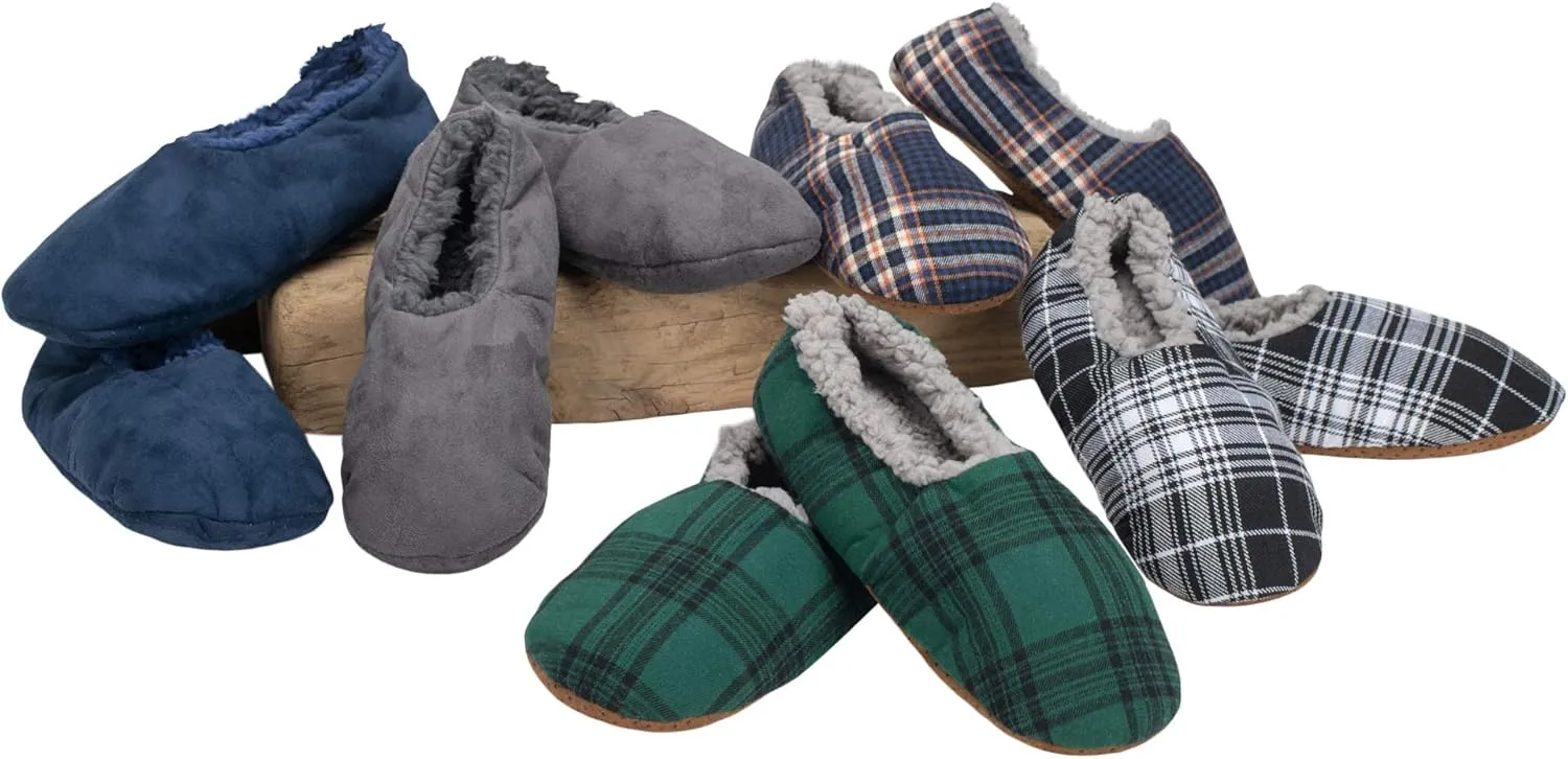 Solid Tone Mens Plush Lined Cozy Non Slip Indoor Soft Slipper