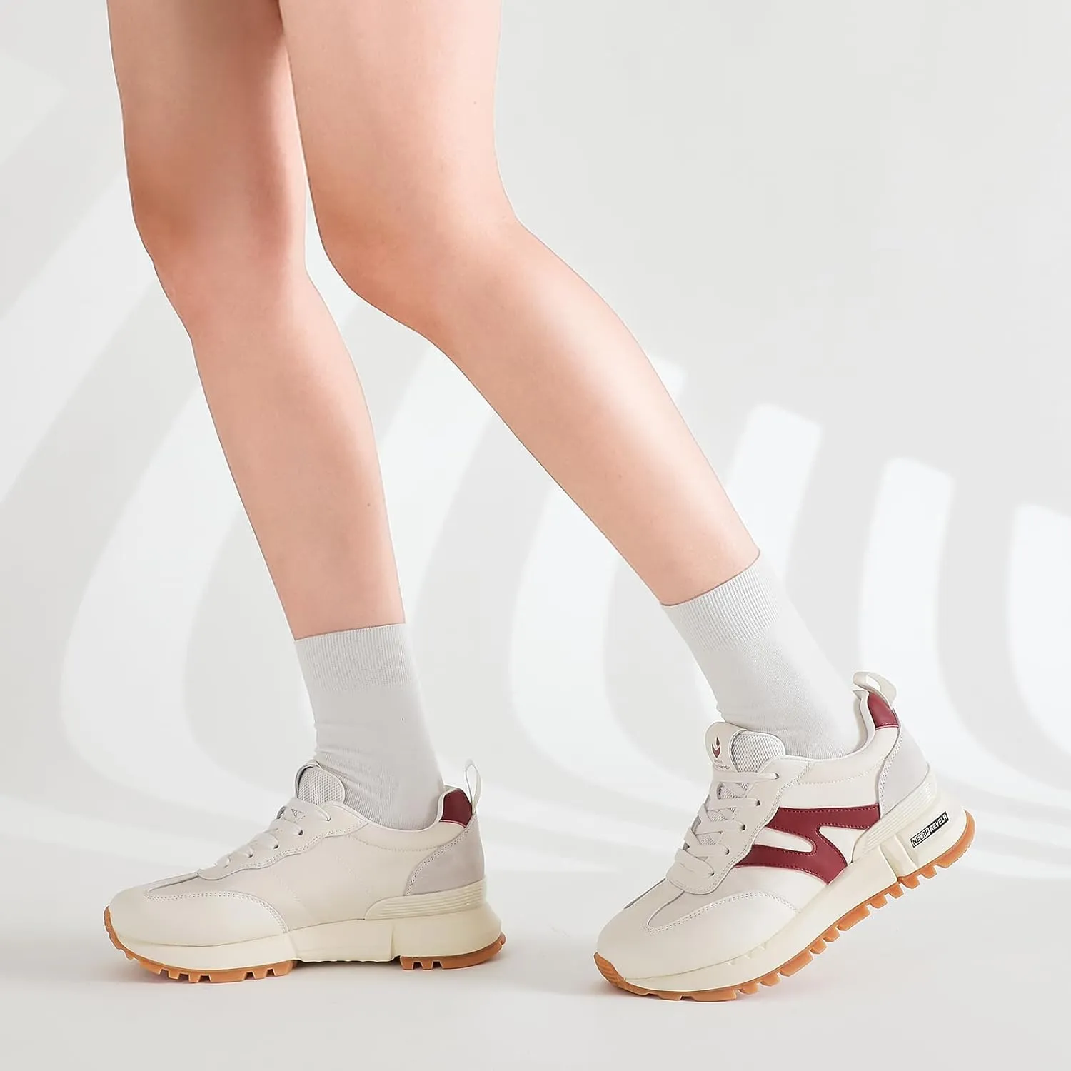 somiliss Sneakers for Women Genuine Leather Suede Patchwork Casual Lace Up Non-Slip Walking Shoes Comfortable Tennis Running Shoes Womens Fashion Sneakers