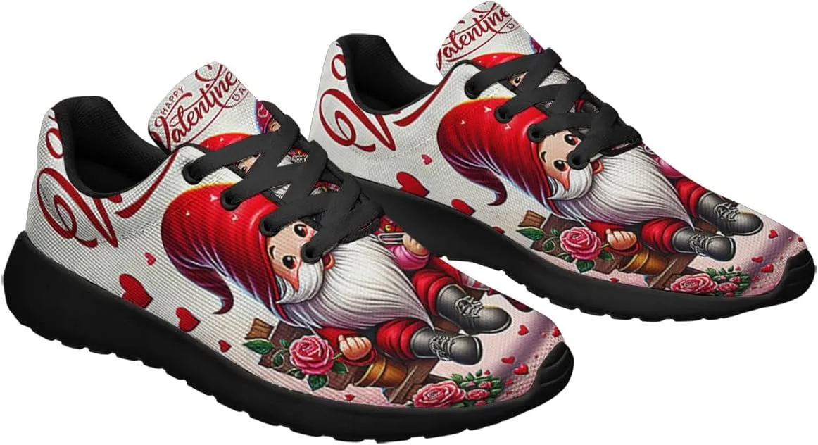 Sonzj-II Happy Valentine's Day Running Shoes Anti-Slip Lace Up Athletic Walking Sneakers Valentine Gift for Lover