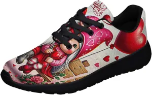 Sonzj-II Happy Valentine's Day Running Shoes Anti-Slip Lace Up Athletic Walking Sneakers Valentine Gift for Lover