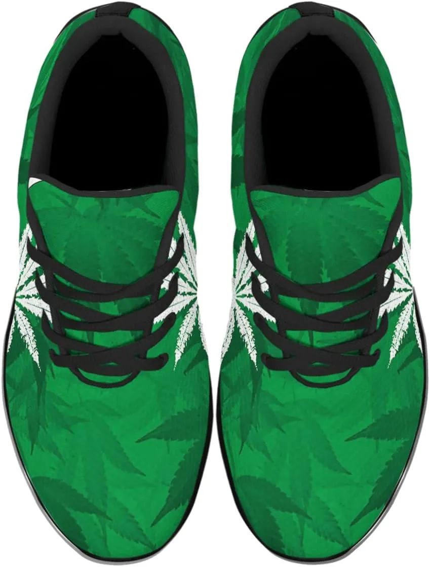 Sonzj-II Marijuana Leaf Shoes Mens Womens Pot Leaf 420 Weed Running Sneakers Cannabis Leaf Walking Tennis Shoes
