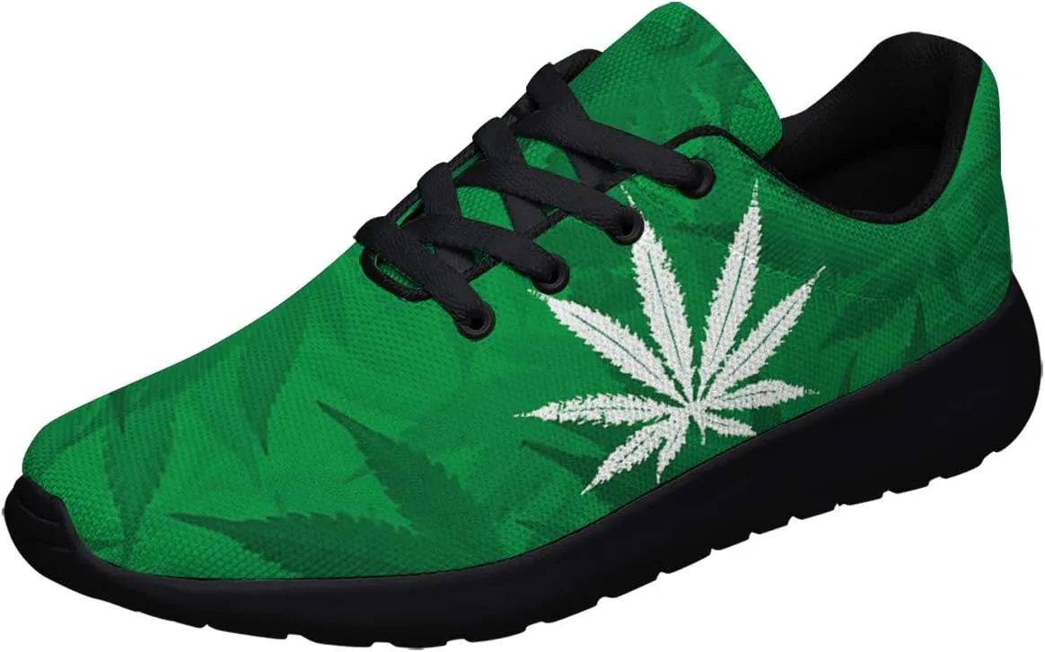Sonzj-II Marijuana Leaf Shoes Mens Womens Pot Leaf 420 Weed Running Sneakers Cannabis Leaf Walking Tennis Shoes