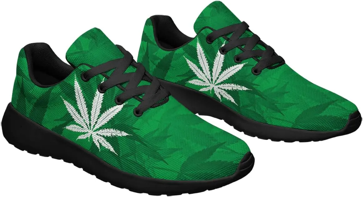 Sonzj-II Marijuana Leaf Shoes Mens Womens Pot Leaf 420 Weed Running Sneakers Cannabis Leaf Walking Tennis Shoes