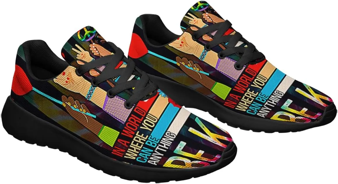 Sonzj-II Peace Hippie Printed Men Women Running Walking Shoes Lightweight Breathable Fashion Sneakers