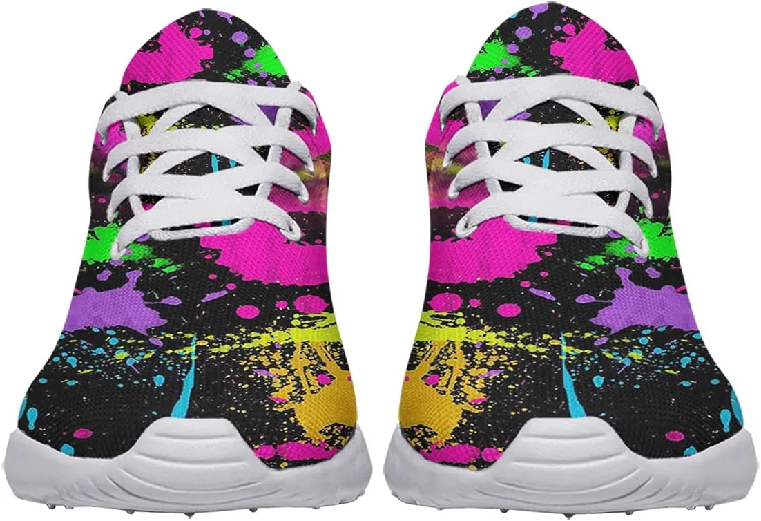 Sonzj-II Women Men Tennis Shoes,Athletic Fashion Neon Splatters with Paint Cool Sneaker for Girl,Boy,Gym,Walking,Hiking,Jogging,Running,Travel and More