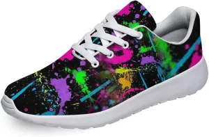 Sonzj-II Women Men Tennis Shoes,Athletic Fashion Neon Splatters with Paint Cool Sneaker for Girl,Boy,Gym,Walking,Hiking,Jogging,Running,Travel and More
