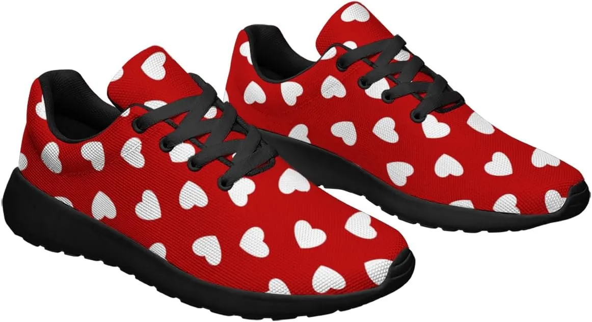 Sonzj-II Womens Love Heart Shoes Valentines Day Gift Women Men Lace Up Running Sneakers Athletic Walking Tennis Shoes