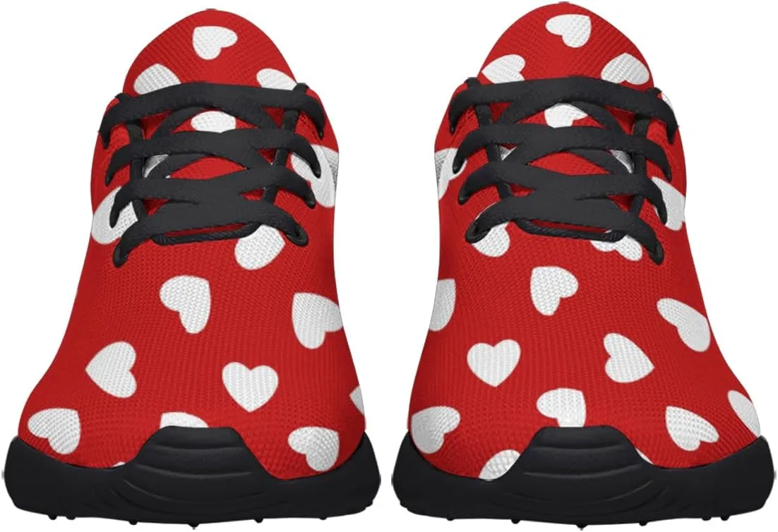 Sonzj-II Womens Love Heart Shoes Valentines Day Gift Women Men Lace Up Running Sneakers Athletic Walking Tennis Shoes