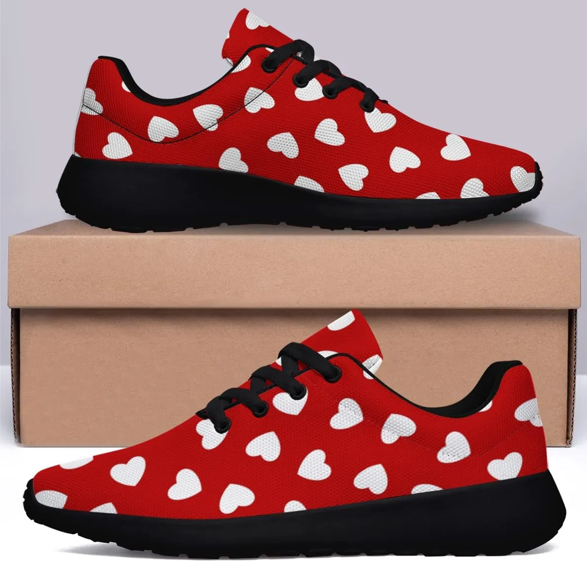 Sonzj-II Womens Love Heart Shoes Valentines Day Gift Women Men Lace Up Running Sneakers Athletic Walking Tennis Shoes