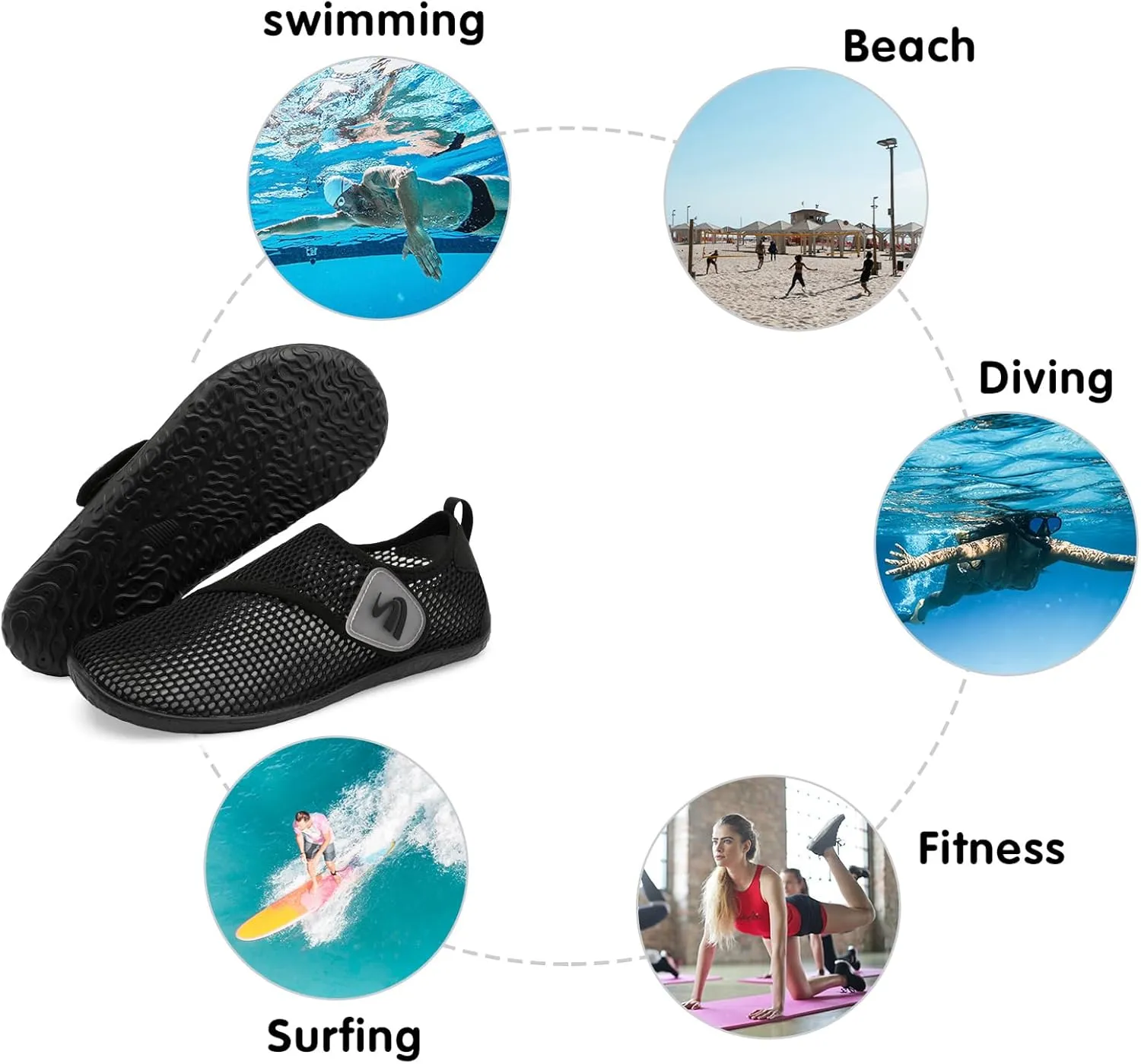Spesoul Womens and Mens Water Shoes Breathable Quick Dry Soft Barefoot Aqua Socks for Hiking Swim Beach Surf Yoga Sport