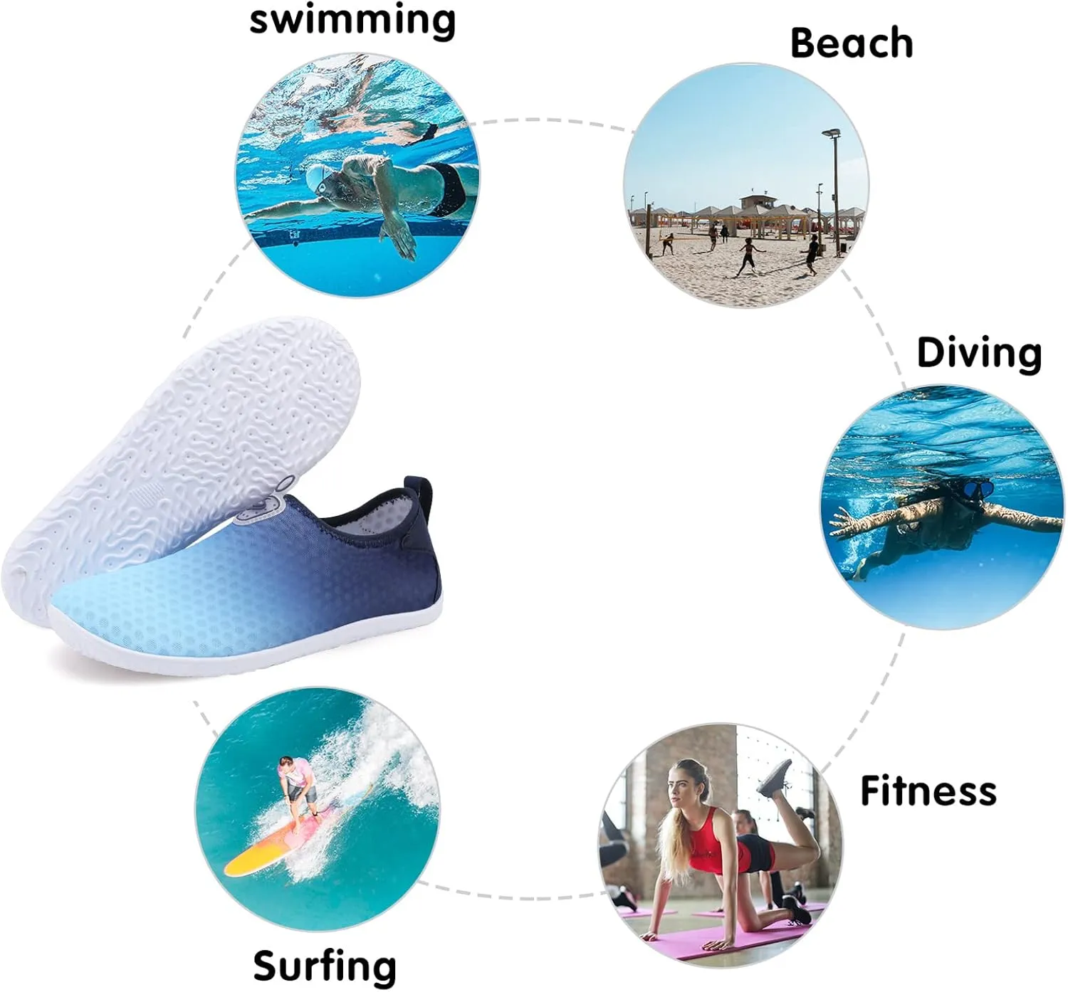 Spesoul Womens and Mens Water Shoes Breathable Quick Dry Soft Barefoot Aqua Socks for Hiking Swim Beach Surf Yoga Sport