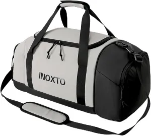 Sports Gym Bag，INOXTO Travel Duffel Bag with Dry Wet Pocket And Shoe CompartmentFor Women and Men，40L/55L Fitness Waterproof Weekender Bag For Swim Sports Travel Working Out (Gray, 55L)
