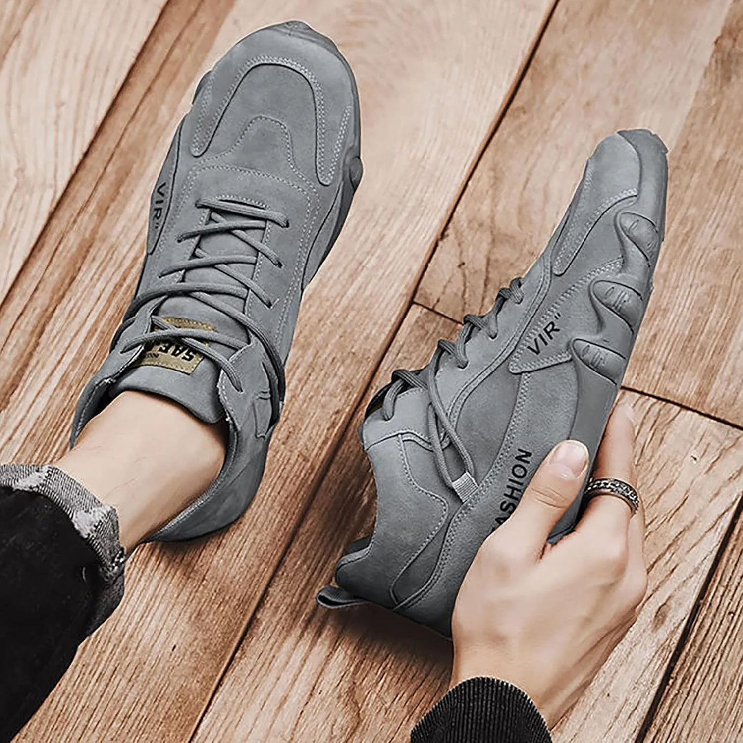 Sports Shoes for Men Popular Labor Work Shoes Wear High Top Board Shoes Casual Leisure Mens Slip on Casual Shoes Size 13 Men'