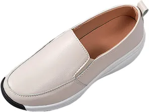Spring and Autumn Women's Shoes Slip On Lazy Shoes Non Slip Cow Rib Soft Sole Casual Fashion Shoes Size 8w Womens Heels (Beige, 6.5)