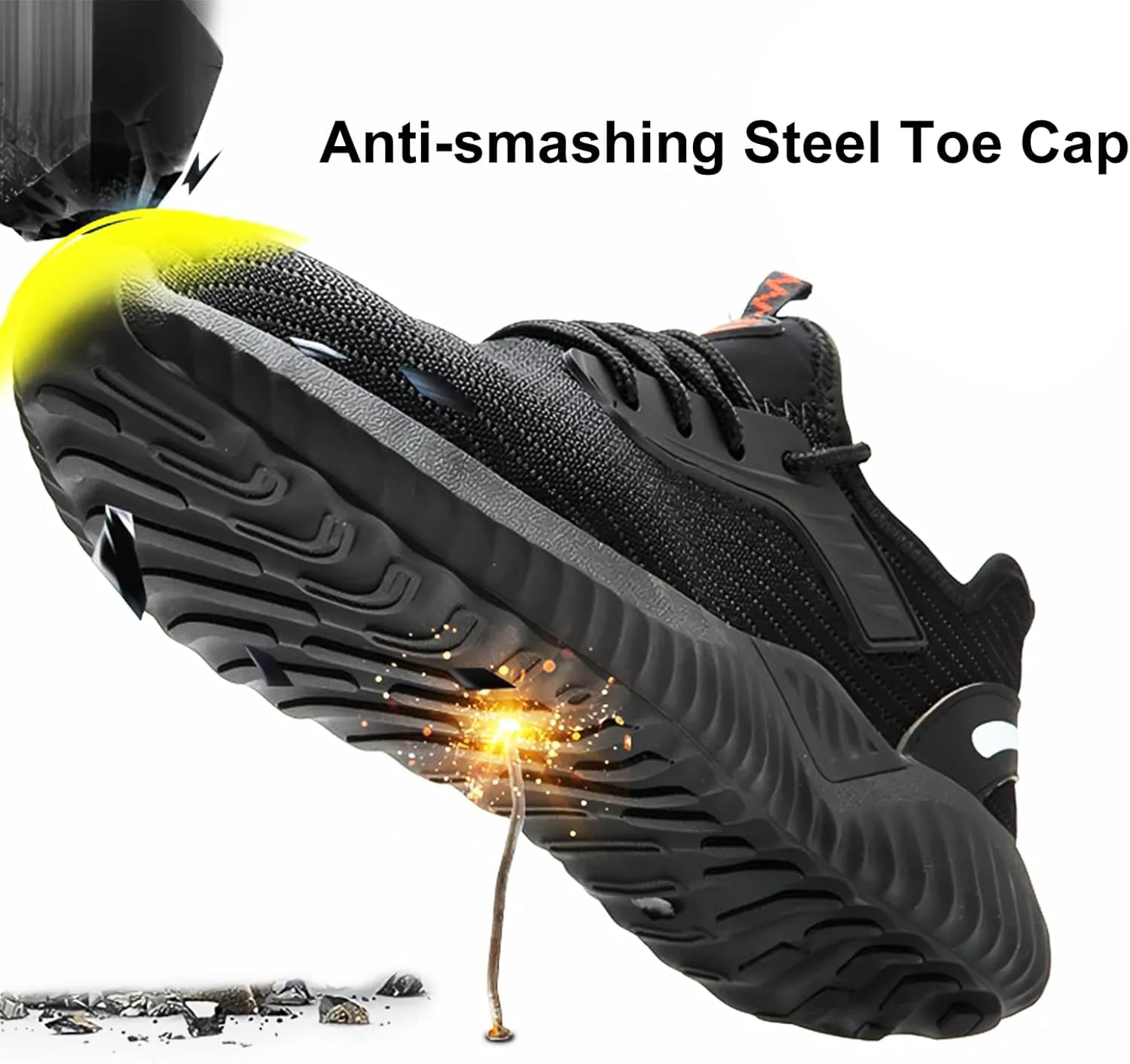 Steel Toe Work Shoes for Men and Women Comfortable Lightweight Work Safety Shoes Anti-Smashing & Anti-Puncture Indestructible Sneakers Slip Resistant Food Service Shoe