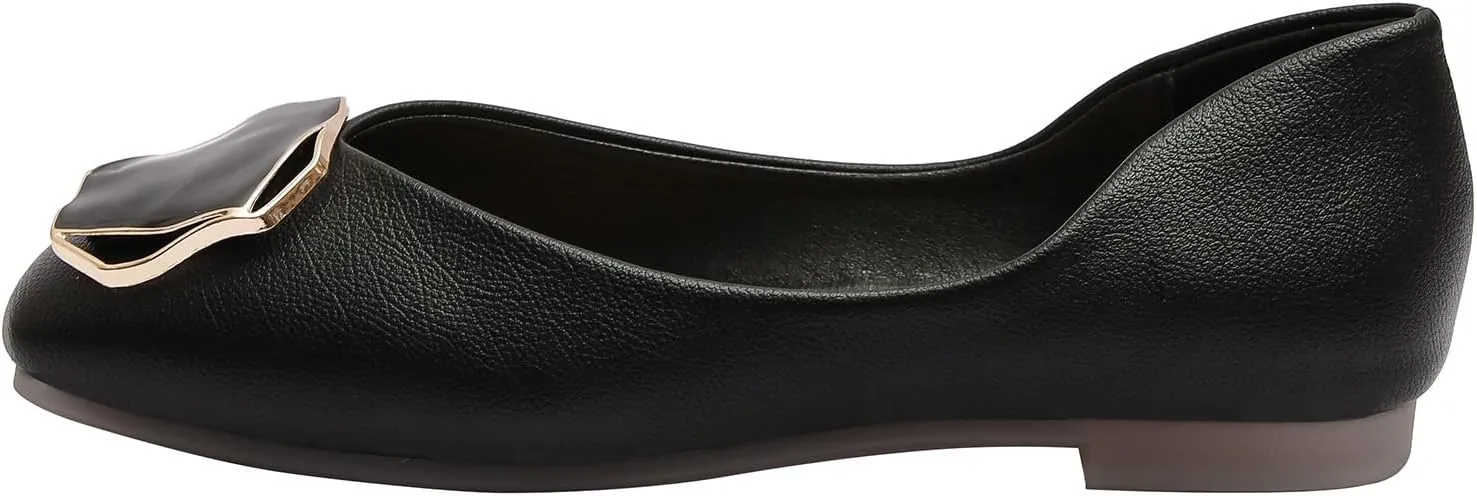 Stratuxx Kaze Women's Ballet Flats Square Toe Comfortable Office Work Shoes Flat Loafer Slip On Walking Driving Shoes