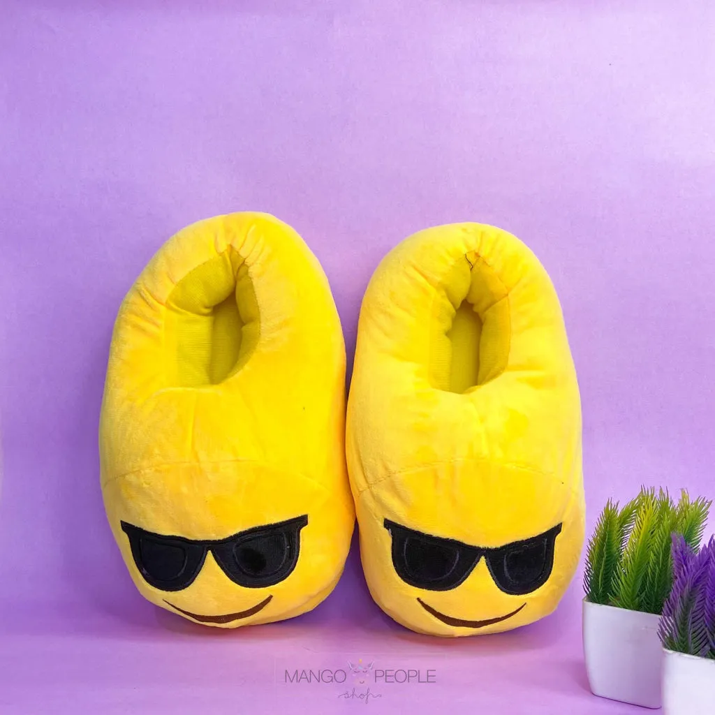 Sunglasses Emoji Plush Slippers