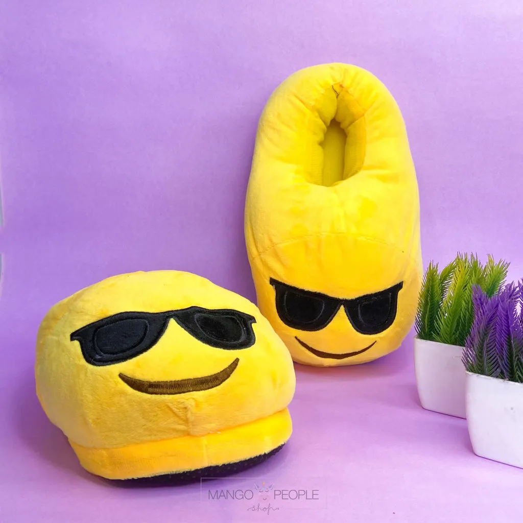 Sunglasses Emoji Plush Slippers
