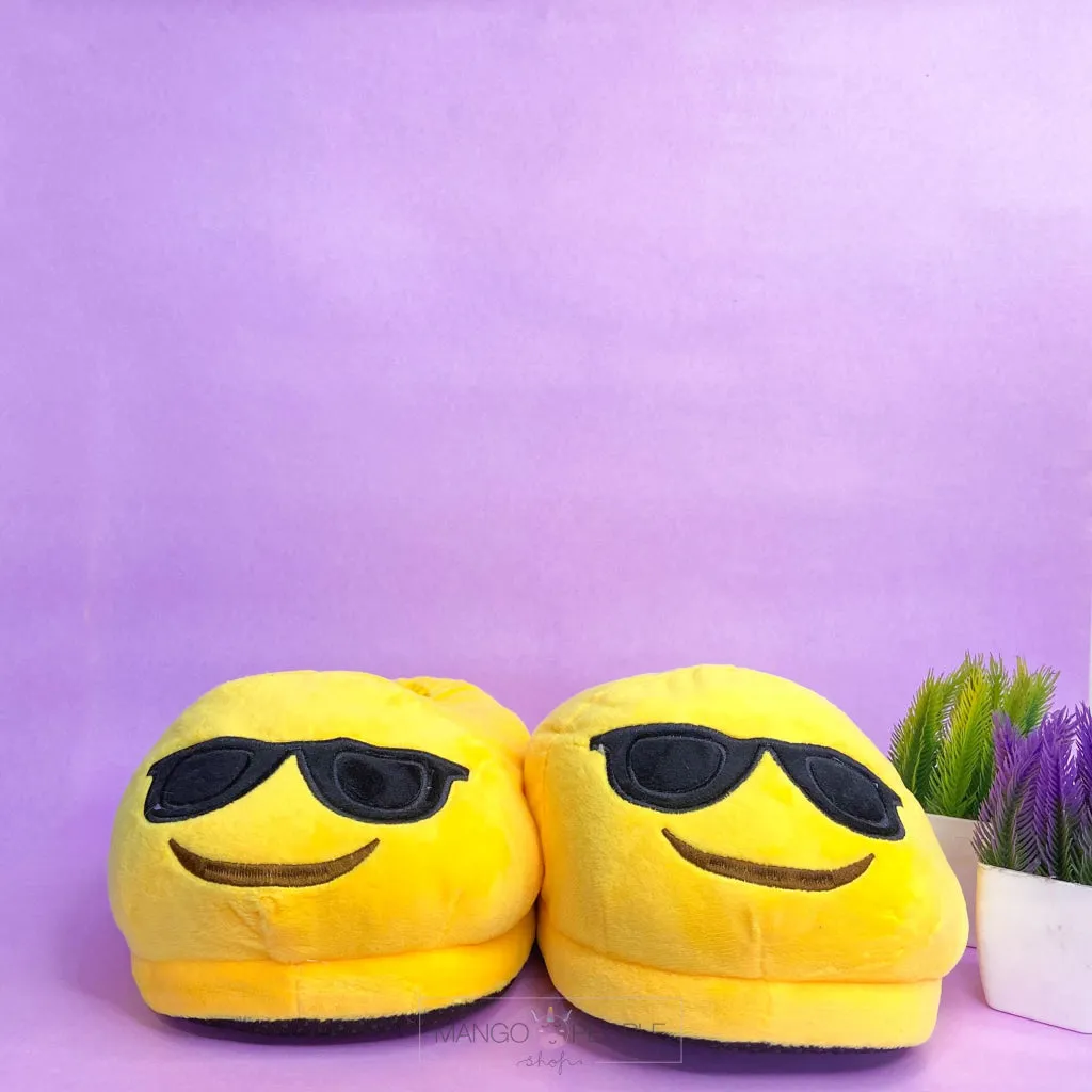 Sunglasses Emoji Plush Slippers