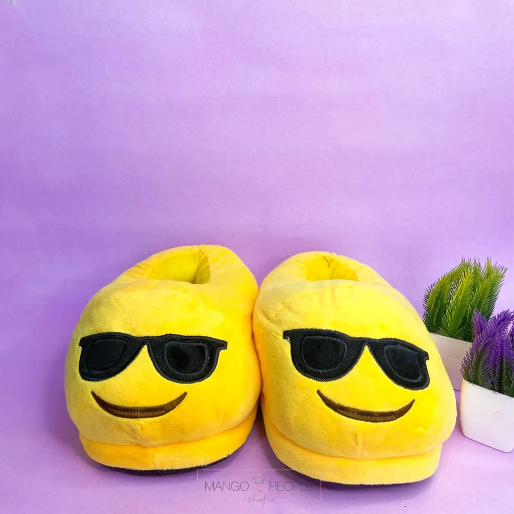Sunglasses Emoji Plush Slippers