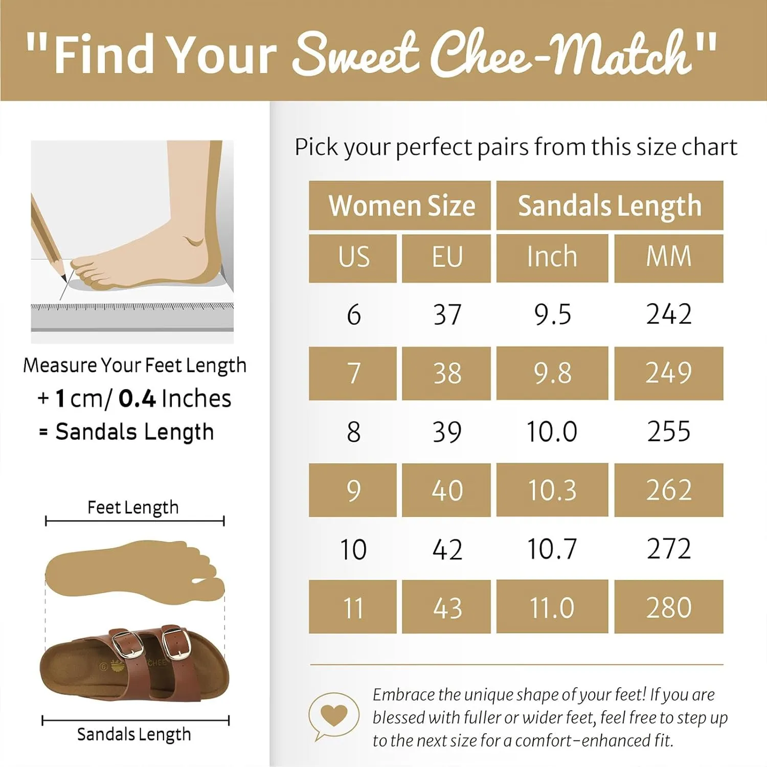 Sweechee Women's Cork Sandals Soft Footbed, Comfortable Slides Shoes for Women