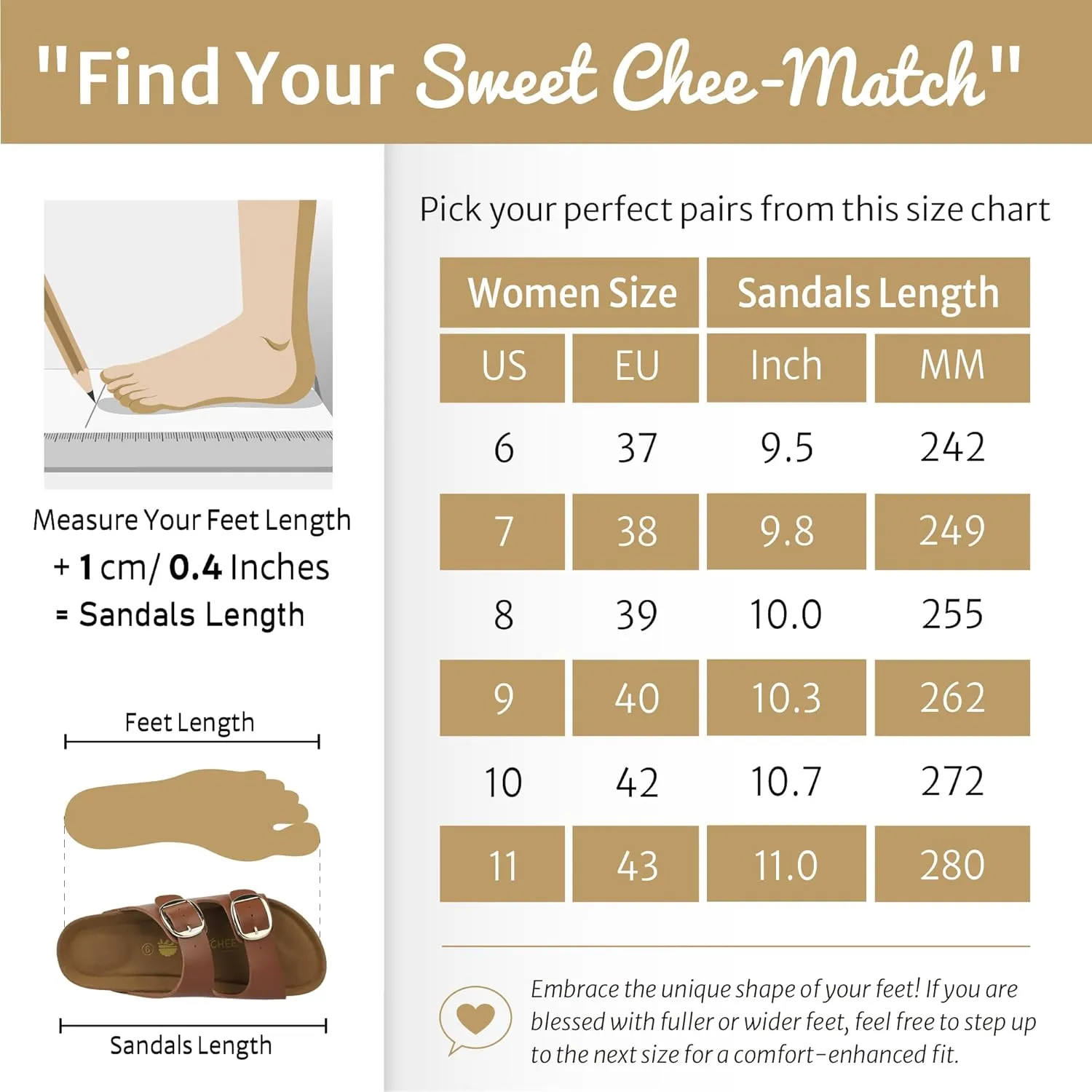 Sweechee Women's Cork Sandals Soft Footbed, Comfortable Slides Shoes for Women