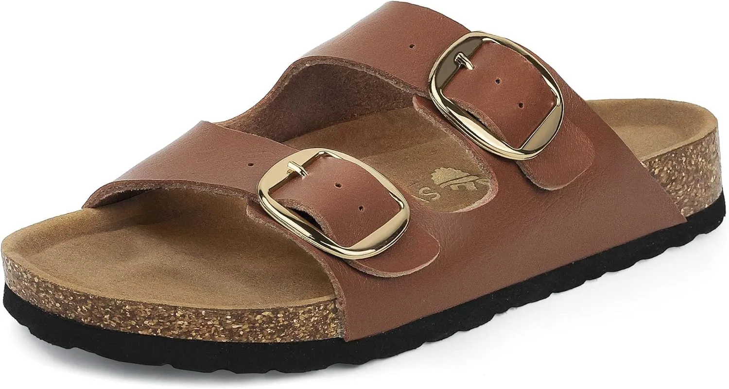 Sweechee Women's Cork Sandals Soft Footbed, Comfortable Slides Shoes for Women