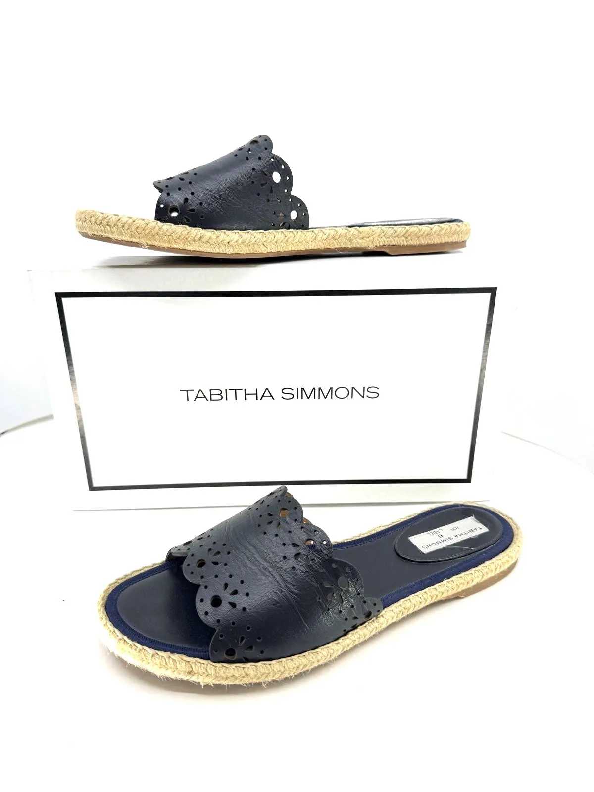 TABITHA SIMMONS G. LABEL LASER CUT LEATHER BOBBIN SLIDES