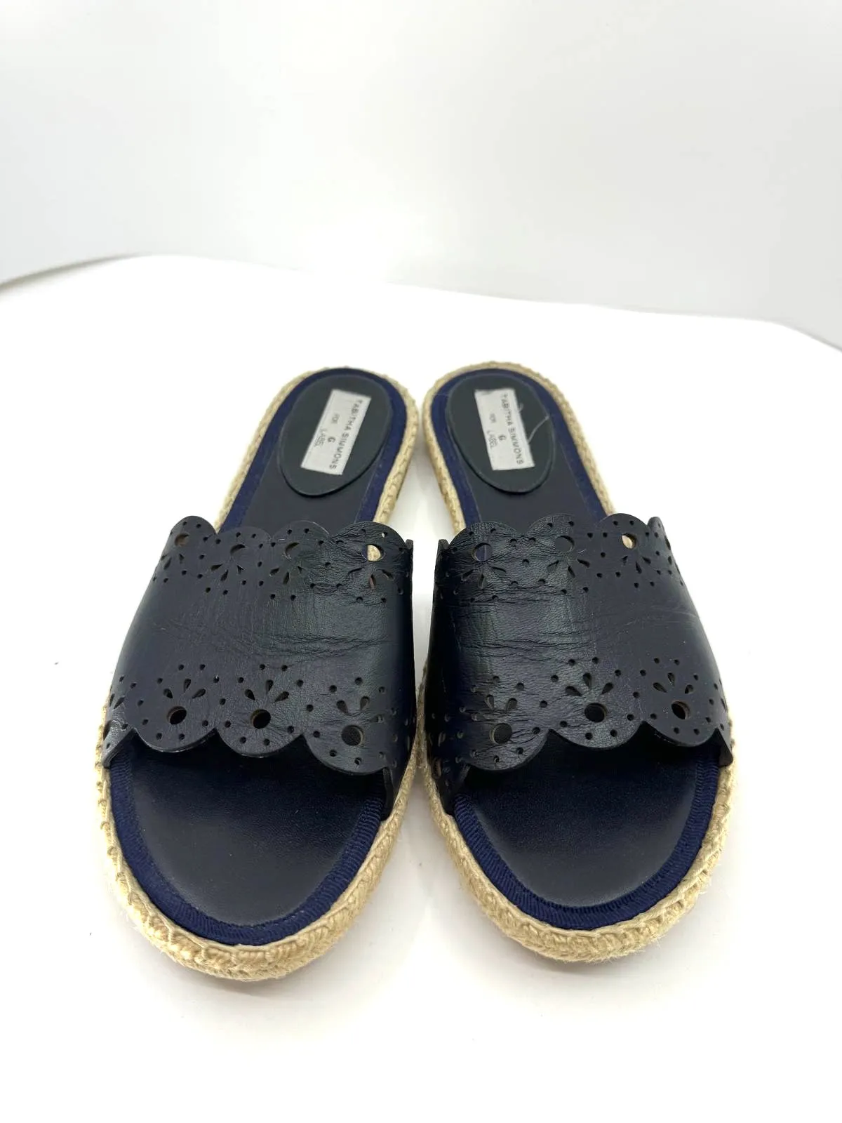 TABITHA SIMMONS G. LABEL LASER CUT LEATHER BOBBIN SLIDES