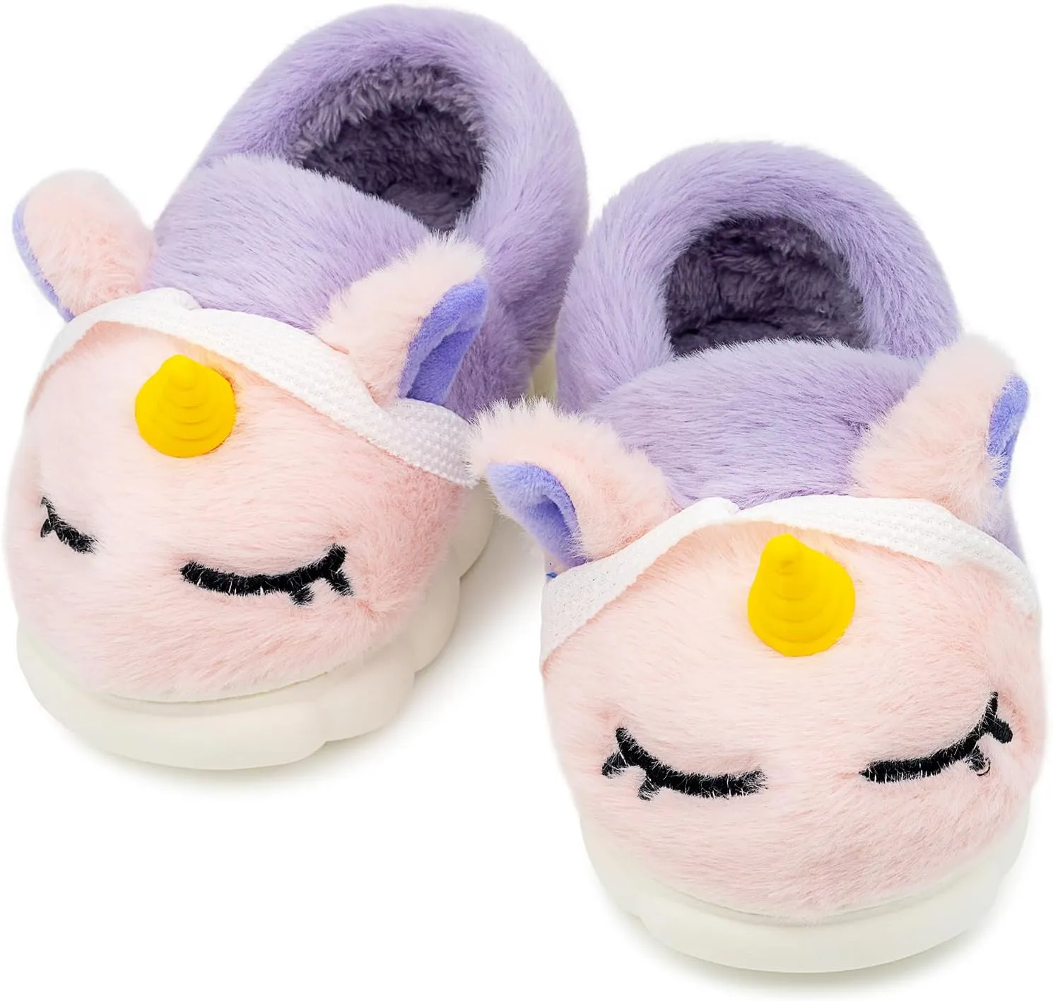 techcity Toddler Boys Girls Fuzzy Fluffy Slippers Cute 3D Unicorn Bunny Warm Shoes Winter House Home Indoor Outdoor Plush Fur Slipper Shoes