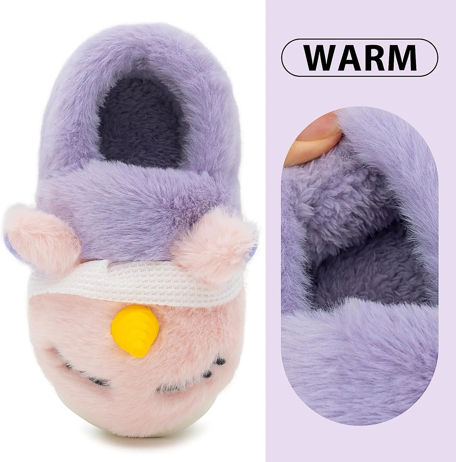 techcity Toddler Boys Girls Fuzzy Fluffy Slippers Cute 3D Unicorn Bunny Warm Shoes Winter House Home Indoor Outdoor Plush Fur Slipper Shoes