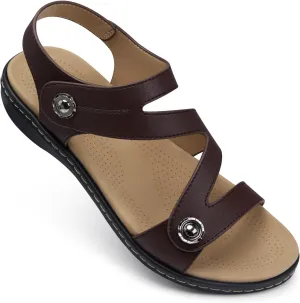 TEMOFON Womens Sandals Dressy Summer: Open Toe Comfortable Walking Flat - Arch Support Flat Sandals Size 5-11
