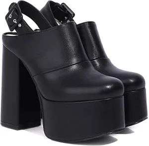 THESHY Women's Platform Chunky High Heel Pumps Round Toe Buckle Up Wedge Fashion Pumps Shoes for Women