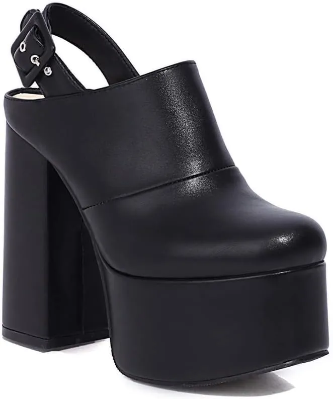 THESHY Women's Platform Chunky High Heel Pumps Round Toe Buckle Up Wedge Fashion Pumps Shoes for Women