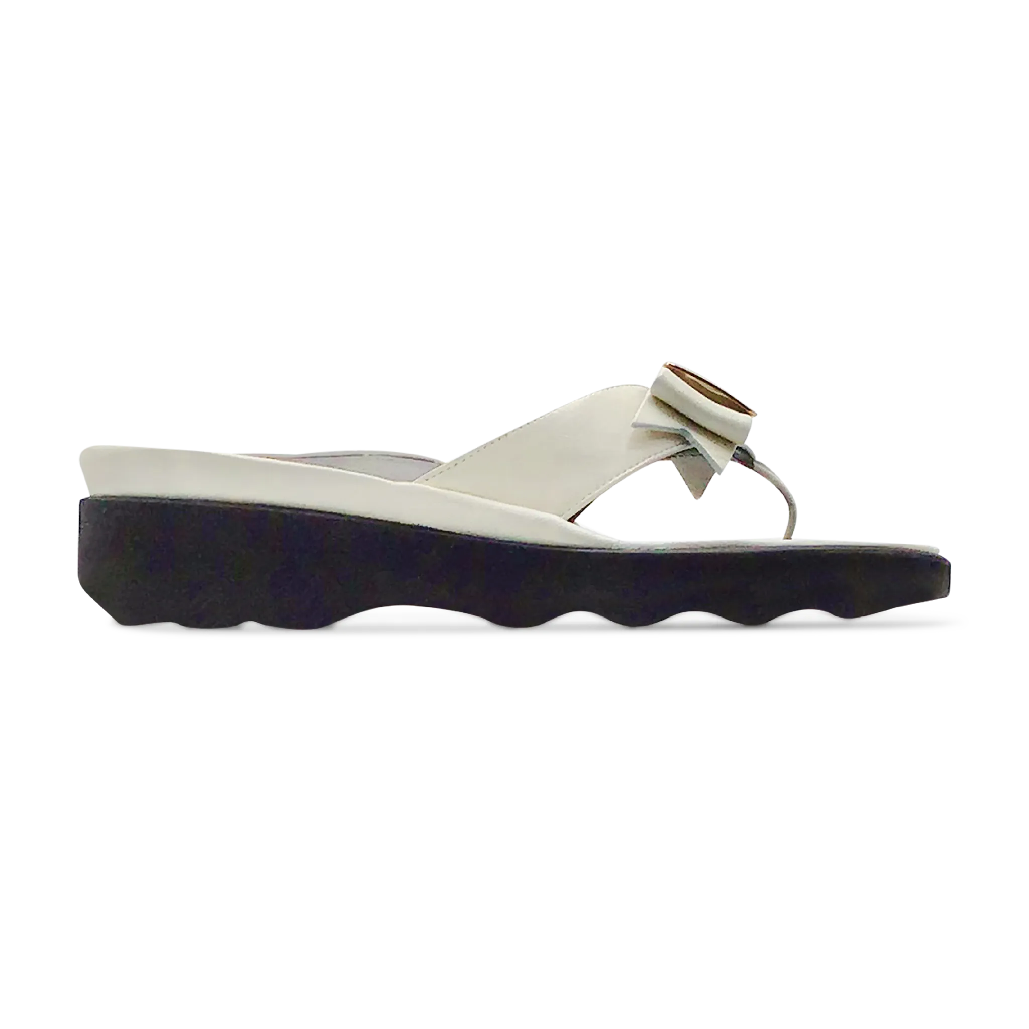 Thierry Rabotin Women's Kristen 1330 White Taffetas Leather and Gold Button