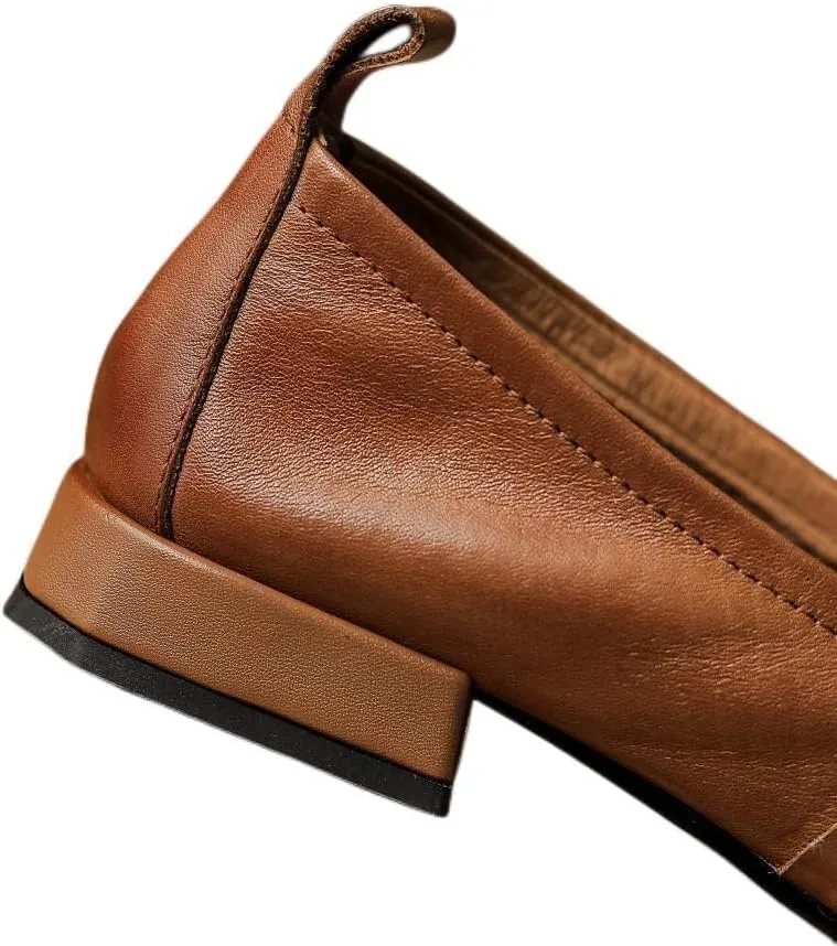 TinaCus Handmade Women's Soft Leather Square Toe Braided Style Slip On Loafers Flats Shoes