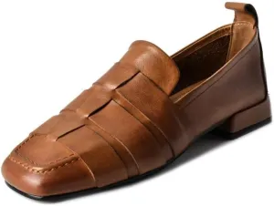 TinaCus Handmade Women's Soft Leather Square Toe Braided Style Slip On Loafers Flats Shoes