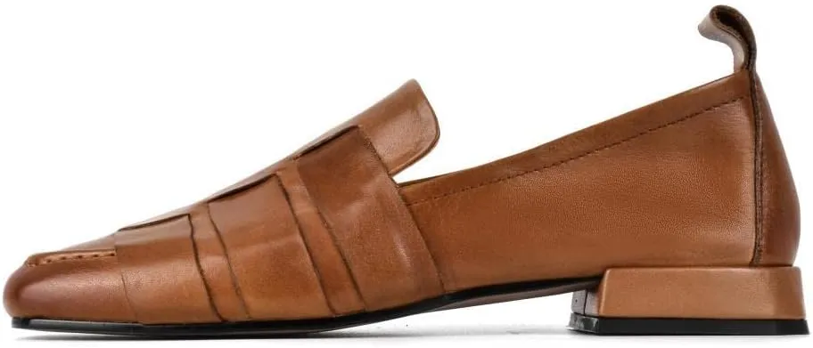 TinaCus Handmade Women's Soft Leather Square Toe Braided Style Slip On Loafers Flats Shoes