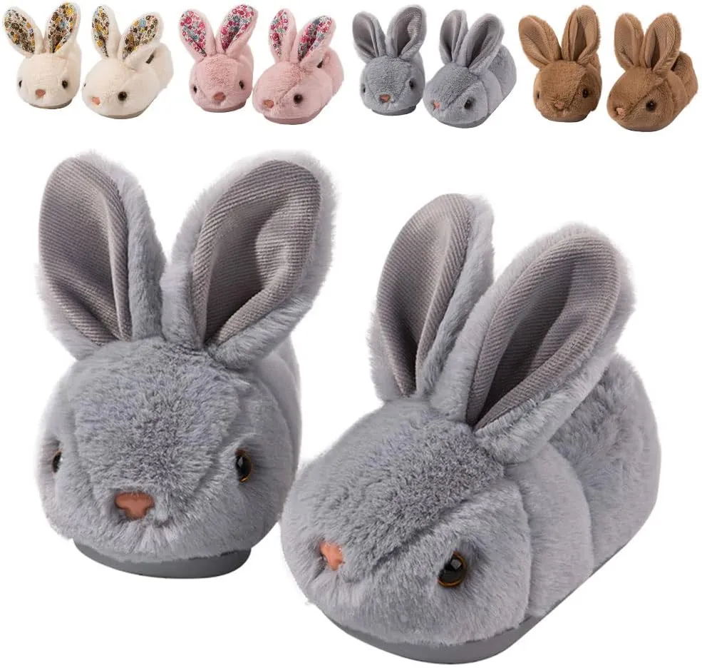 Toddler Rabbit Winter Slippers - Soft Plush Indoor Bunny Slippers for Girls & Boys