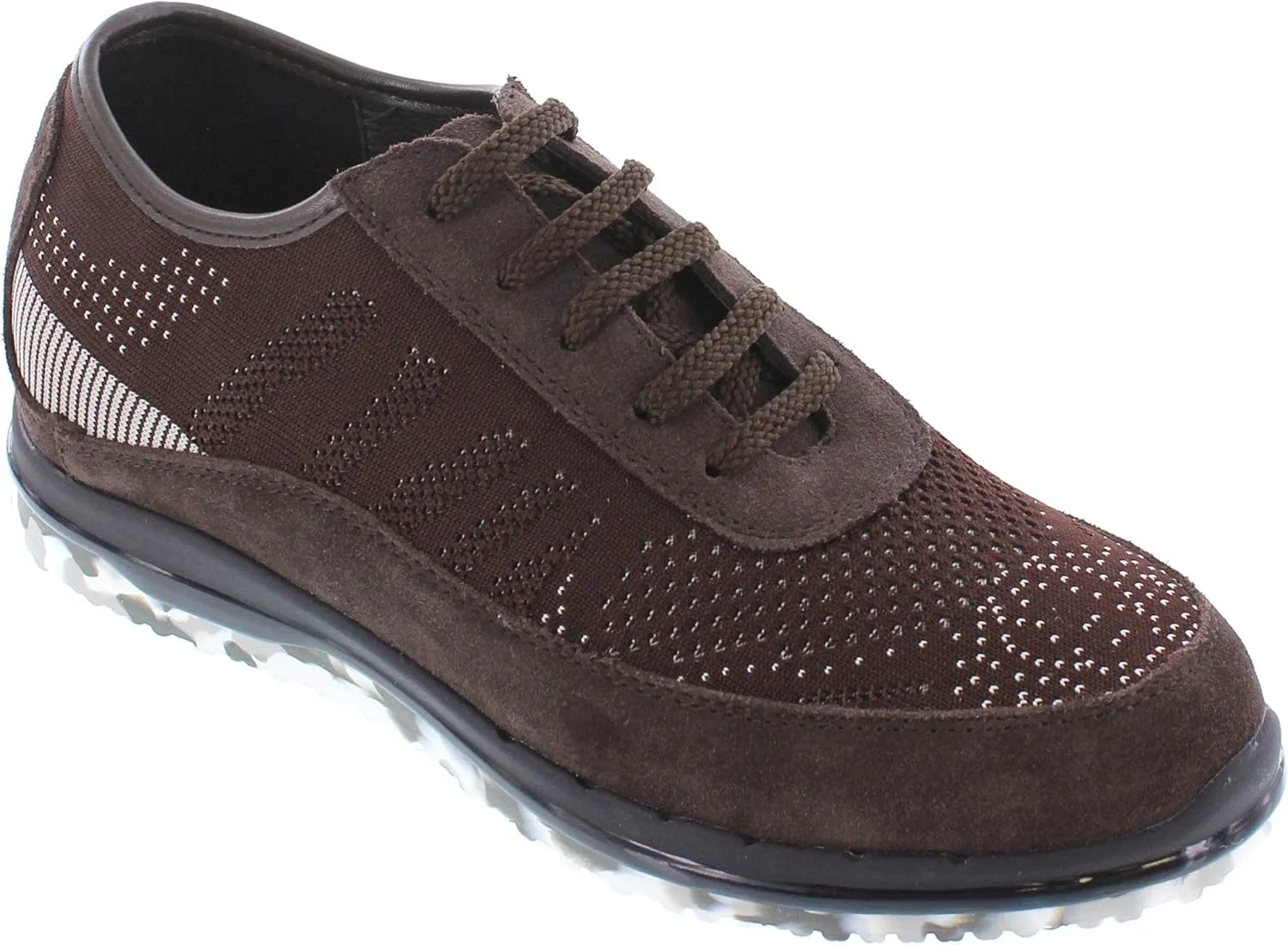 TOTO Men's Invisible Height Increasing Elevator Trainer Shoes - Black Suede/Mesh Lace-up Lightweight Trainers Sneakers - 2.4 Inches Taller - D22035 - Size 8 D(M) US