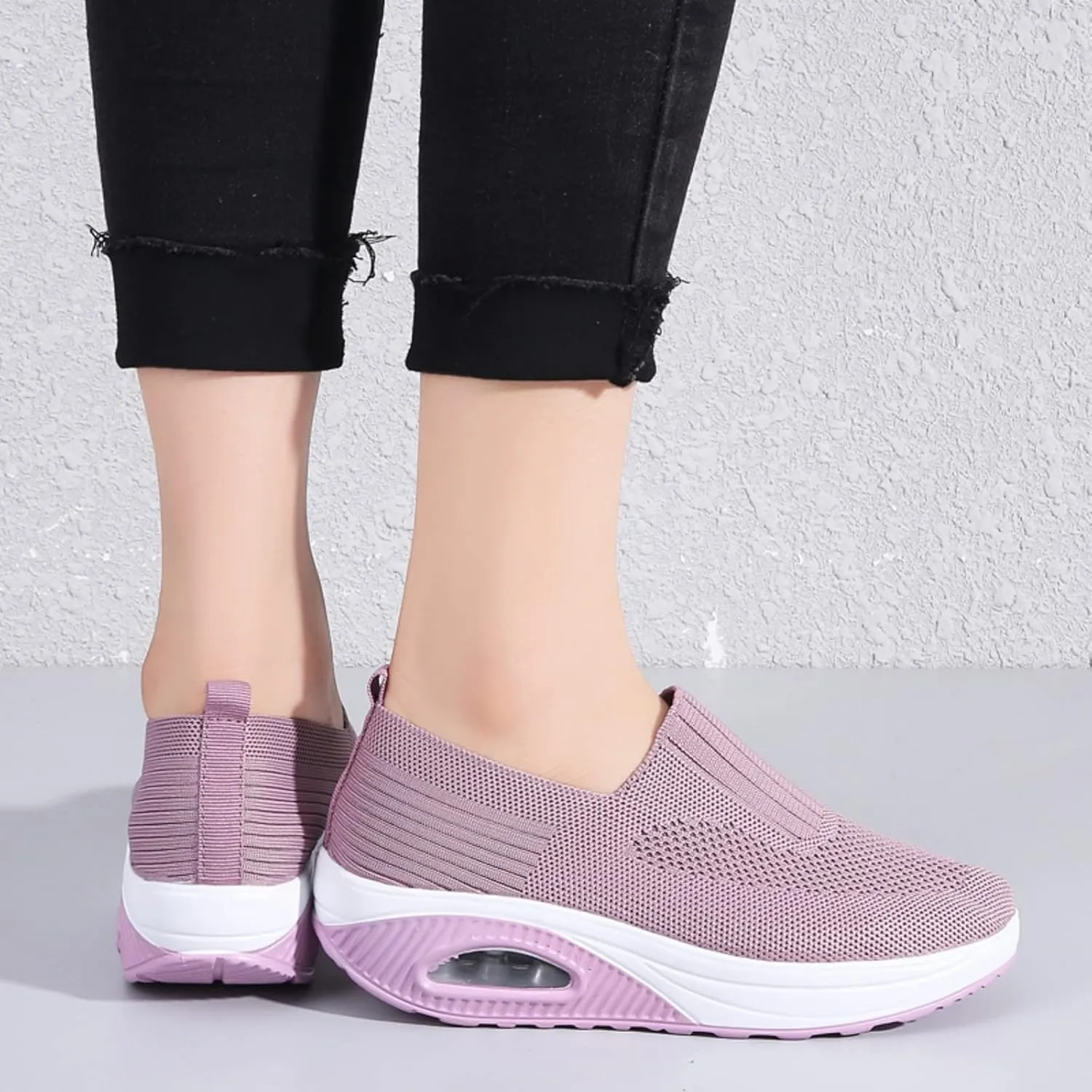 Touchmosees Women's Daily Walker Air Cushion Orthopedic Diabetic-Friendly Wedge Sneaker