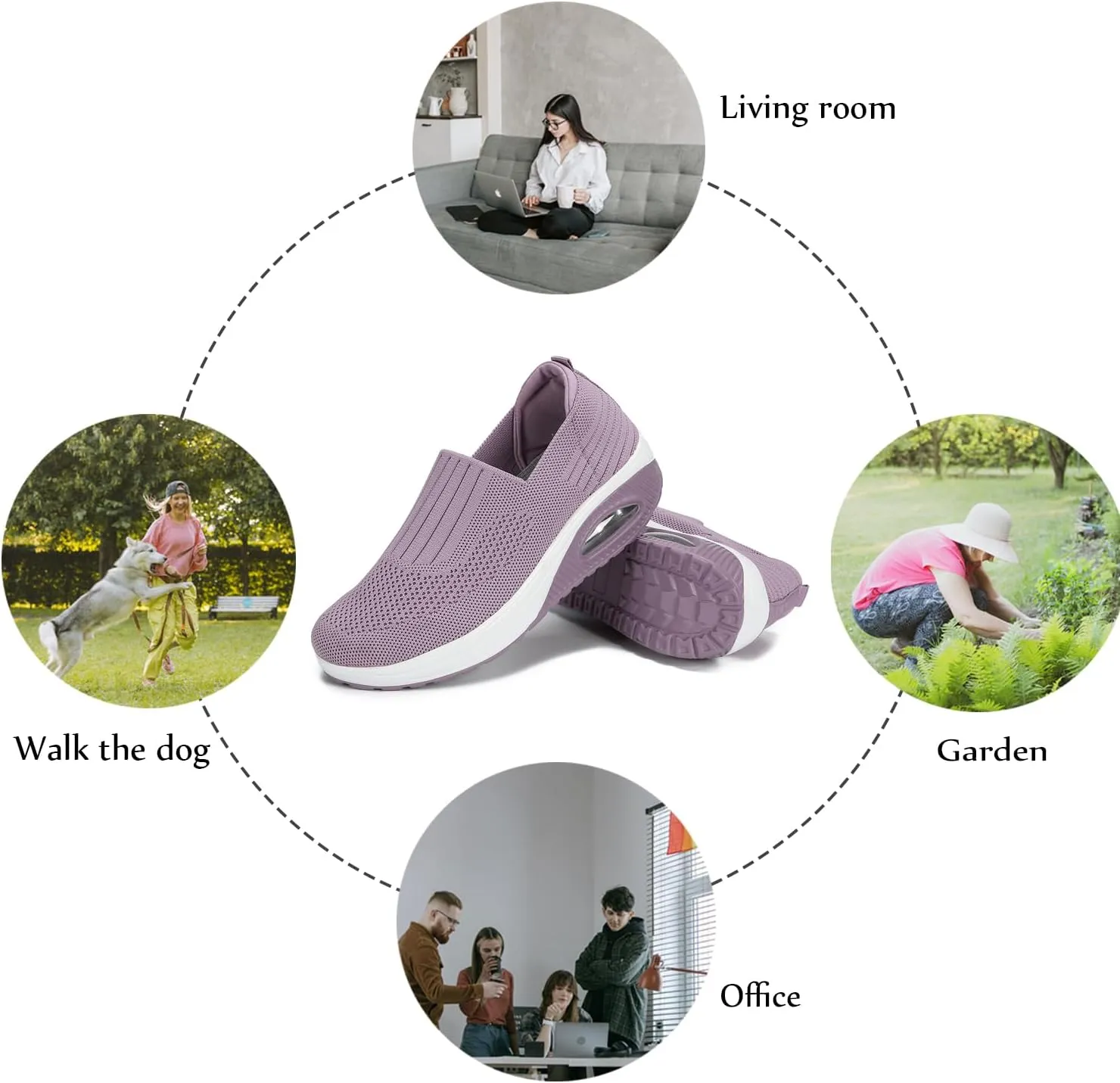 Touchmosees Women's Daily Walker Air Cushion Orthopedic Diabetic-Friendly Wedge Sneaker