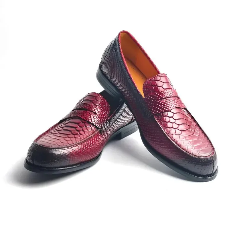 TREKHE | Essential Snake-Pattern Loafer – Genuine Cowhide Leather, Lightweight & Breathable